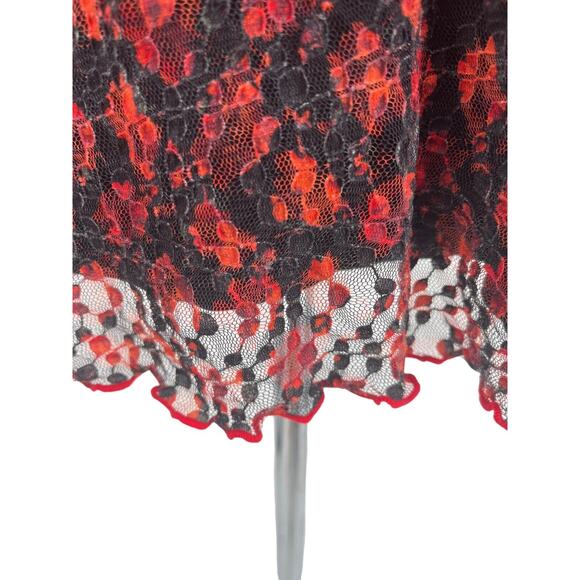 Urban Outfitters Fifi Dress Floral Print Lace Mini Red Black Size Medium - Picture 5 of 12